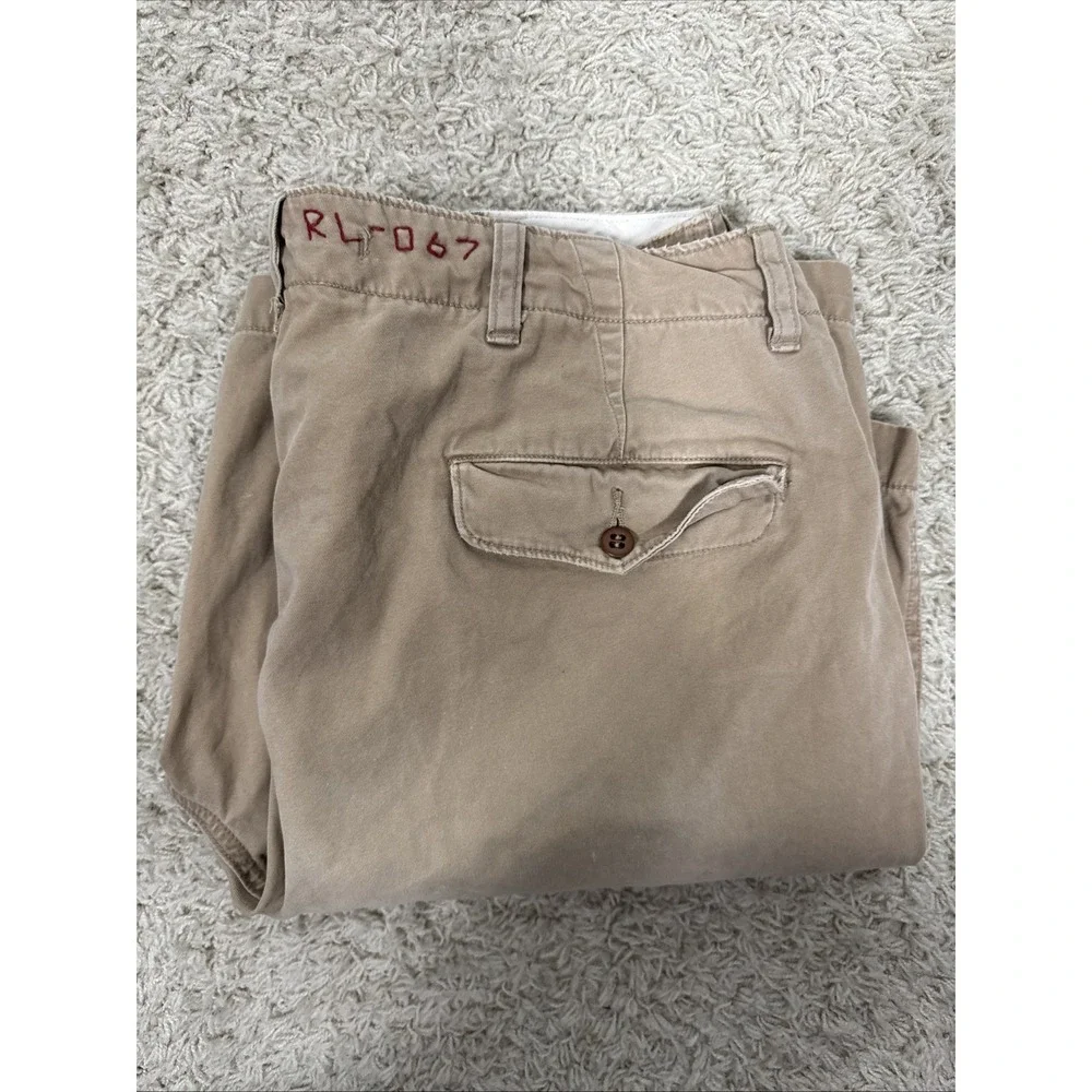 VTG Polo Ralph Lauren Men's‎ Flat Front Chino Shorts Size 34 Embroidered RL 067